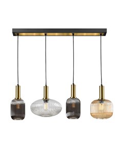 Lámpara de techo NORMA 4 luces en línea E27 regulable Negro latón 