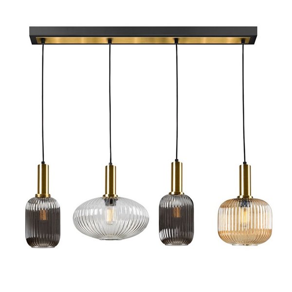 Lámpara de techo NORMA 4 luces en línea E27 regulable Negro latón 