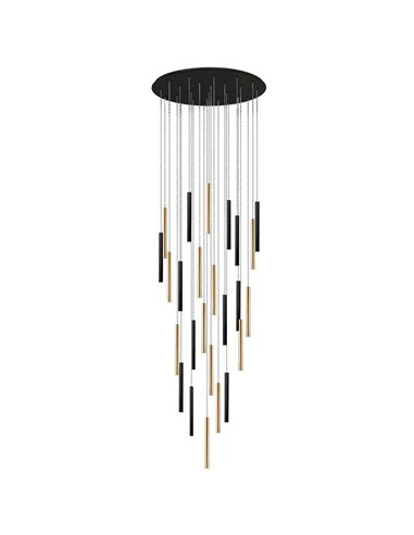 Lámpara LED de techo VARAS 25 luces 125W 3000K Oro y negro