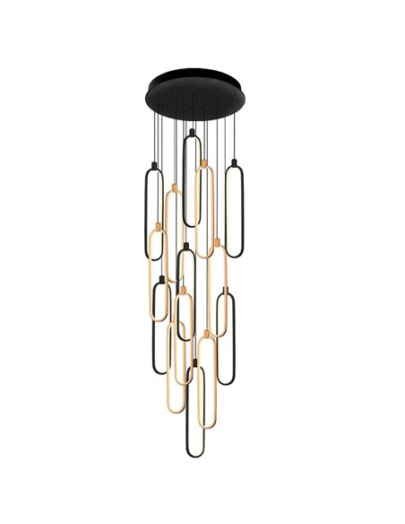 Lámpara LED de techo COLETTE 14 luces 182W 3000K Negro y oro rosa