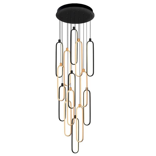 Lámpara LED de techo COLETTE 14 luces 182W 3000K Negro y oro rosa
