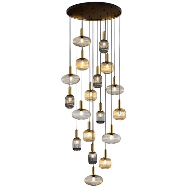 Lámpara de techo NORMA 18 luces E27 regulable Negro y latón