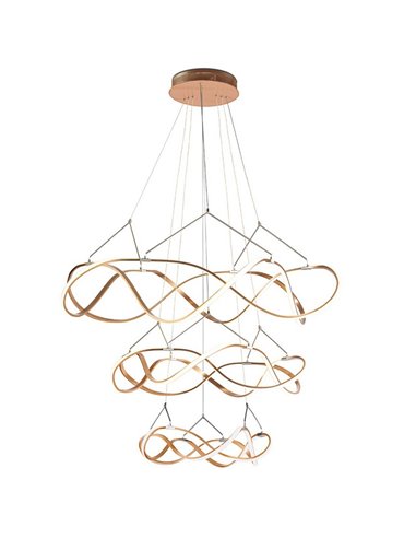 Lampe LED MOLLY, trois anneaux à intensité variable, 138 W, or rose