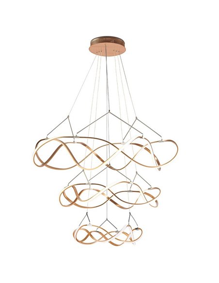 Luminária LED MOLLY, três anéis reguláveis, 138W, ouro rosa