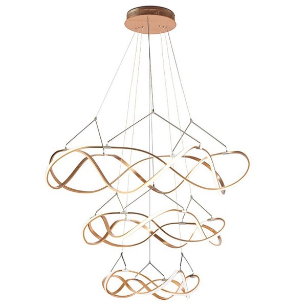 Luminária LED MOLLY, três anéis reguláveis, 138W, ouro rosa