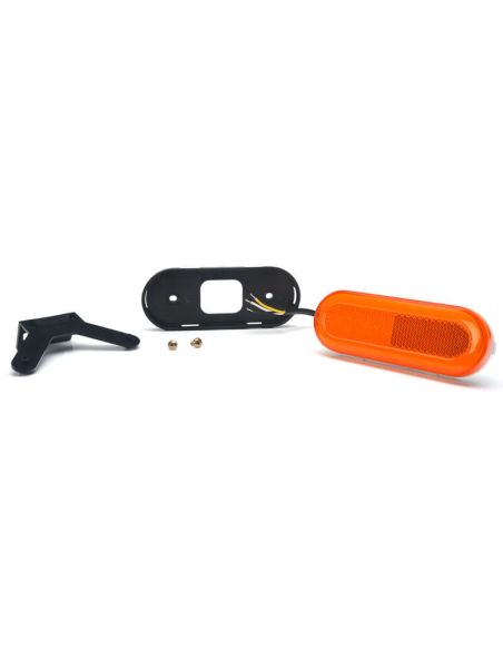 Luz de sinalização lateral traseira em LED âmbar neon com refletor e suportes.
