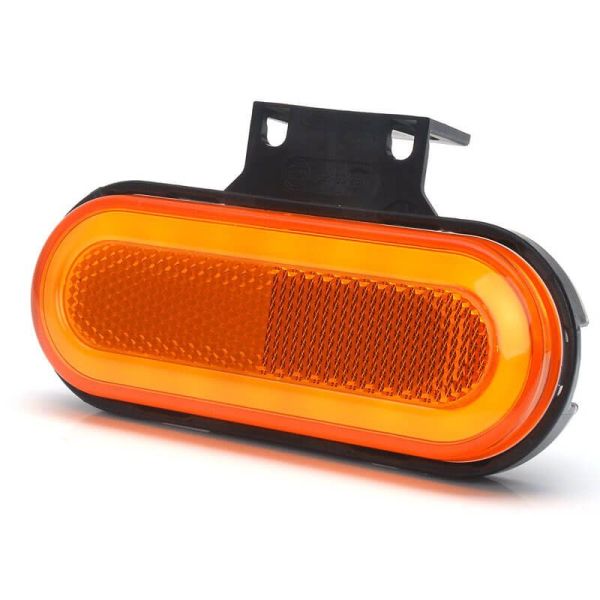 Luz de sinalização lateral traseira em LED âmbar neon com refletor e suportes.