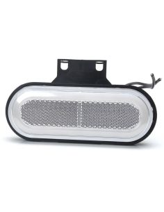 Sinalizador frontal LED neon branco com refletor e suportes.
