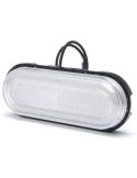 Sinalizador frontal LED neon branco com refletor e suportes.