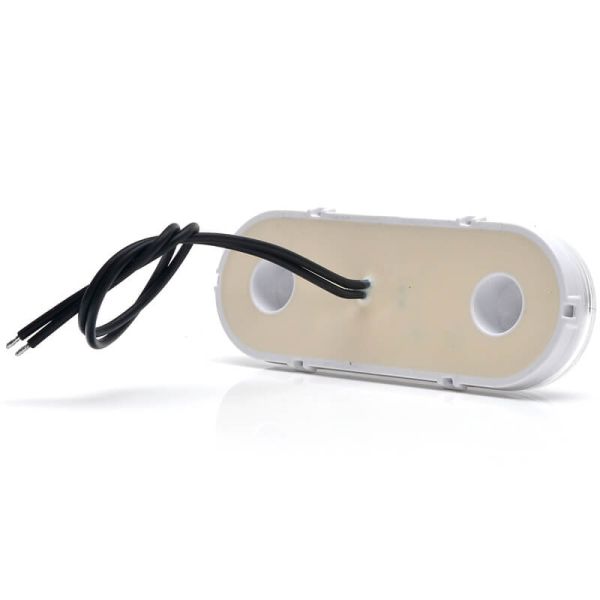 Sinalizador frontal LED neon branco com refletor e suportes.