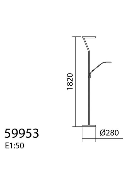 Lampadaire SATURN vert mousse avec lampe de lecture 40 W + 5 W, 4 800 lm + 725 lm, température de couleur 2 700 K/4 000 K
