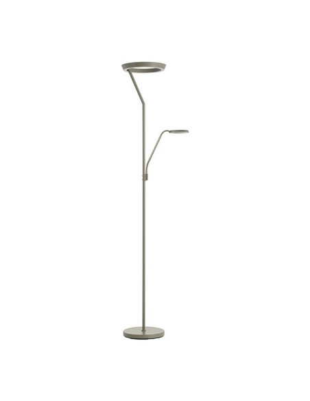 Lampadaire SATURN avec liseuse, chrome mat, 40 W + 5 W, 4 800 lm + 725 lm, température de couleur 2 700 K/4 000 K
