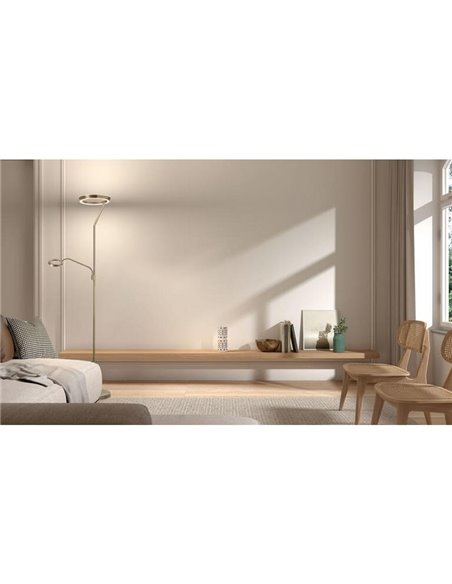 Lámpara de pie con luz de lectura SATURN medalla 40W+5W 4800Lm+725Lm CCT 2700K/4000K