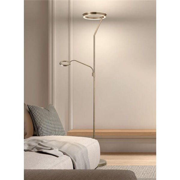 Luminária de chão SATURN com luz de leitura integrada, 40W+5W, 4800lm+725lm, temperatura de cor 2700K/4000K.