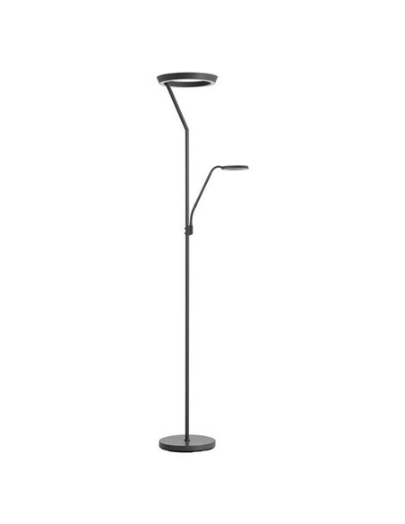 Lampadaire SATURN avec liseuse intégrée, noir, 40 W + 5 W, 4 800 lm + 725 lm, température de couleur 2 700 K/4 000 K