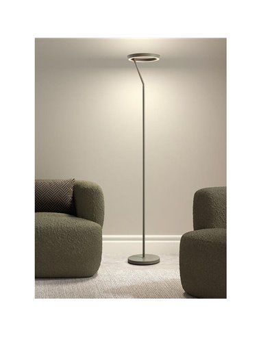 Lampadaire SATURN S vert mousse avec anneau lumineux circulaire 40 W 4800 lm CCT 2700 K/4000 K