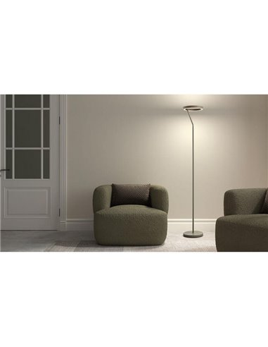 Luminária de chão SATURN S com anel de luz circular, 40W, 4800 lúmens, temperatura de cor 2700K/4000K.