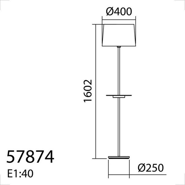 Lampadaire A&C ROMESA avec table ronde et chargement USB, chromé, table naturelle et abat-jour blanc, E27 (non inclus)
