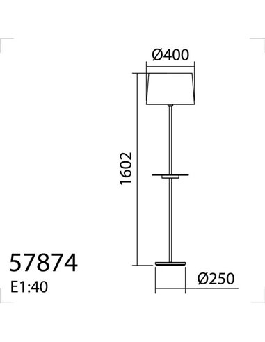 Lampadaire A&C ROMESA avec table ronde et chargement USB, noir, table naturelle et abat-jour blanc, E27 (non inclus)