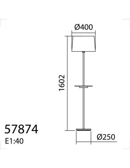 Lampadaire A&C ROMESA avec table ronde et chargement USB, noir, table naturelle et abat-jour blanc, E27 (non inclus)