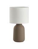 Lámpara de sobremesa nórdica BOADA taupe y pantalla blanca E27 (no incl)