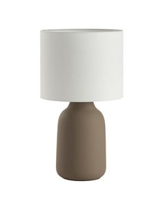 Lampe de table BOADA Nordic taupe avec abat-jour blanc E27 (non inclus)