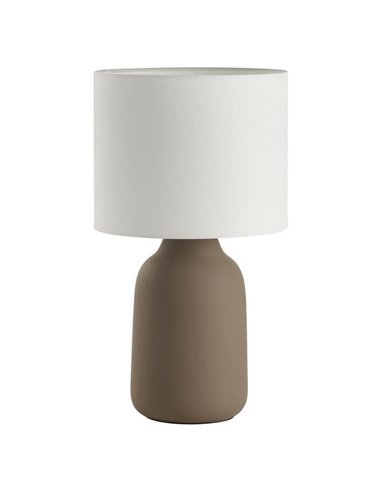 Lámpara de sobremesa nórdica BOADA taupe y pantalla blanca E27 (no incl)
