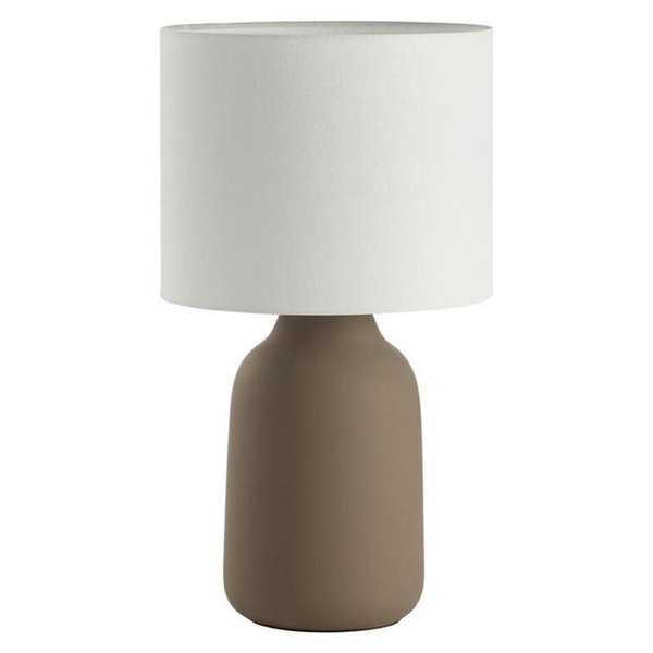 Lámpara de sobremesa nórdica BOADA taupe y pantalla blanca E27 (no incl)