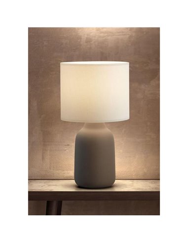 Lámpara de sobremesa nórdica BOADA taupe y pantalla blanca E27 (no incl)