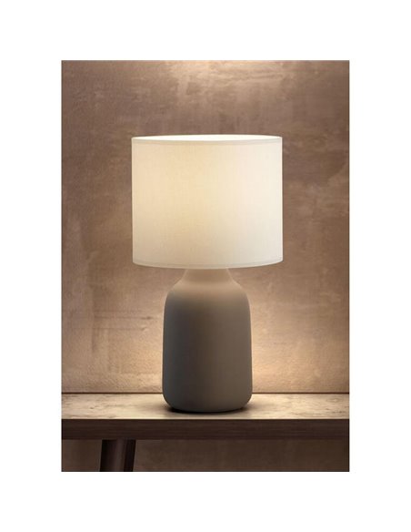 Lámpara de sobremesa nórdica BOADA taupe y pantalla blanca E27 (no incl)