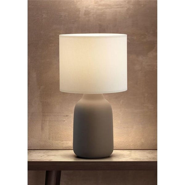 Lámpara de sobremesa nórdica BOADA taupe y pantalla blanca E27 (no incl)