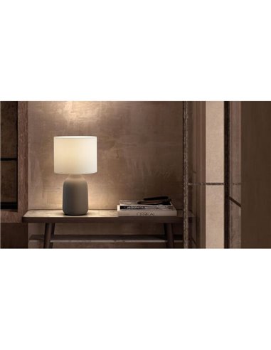 Lampe de table BOADA Nordic taupe avec abat-jour blanc E27 (non inclus)