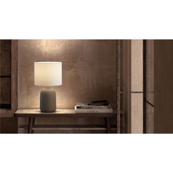 Lámpara de sobremesa nórdica BOADA taupe y pantalla blanca E27 (no incl)