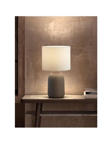 Lámpara de sobremesa nórdica BOADA taupe y pantalla blanca E27 (no incl)