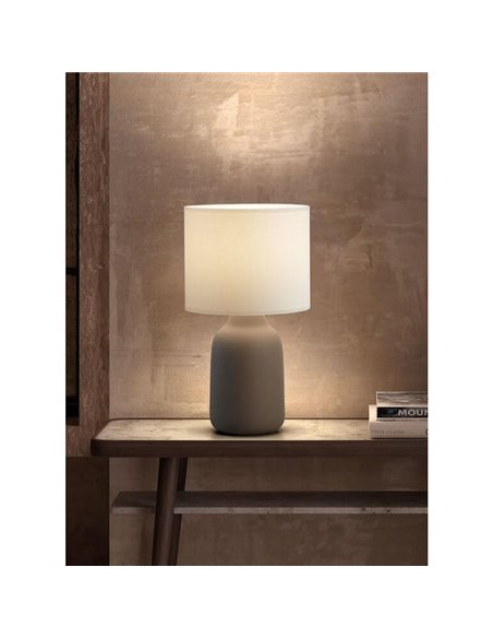 Lámpara de sobremesa nórdica BOADA taupe y pantalla blanca E27 (no incl)