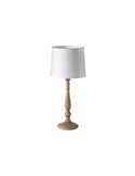 Lámpara de sobremesa clásica LOIRA madera natural con pantalla blanca E27 (no incl)