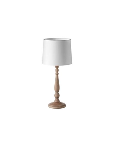 Lampe de table classique LOIRA en bois naturel avec abat-jour blanc E27 (non inclus)