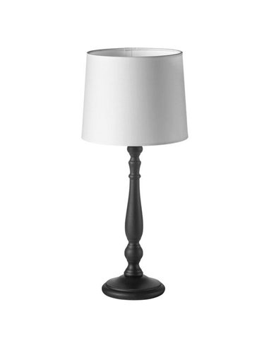 Lámpara de sobremesa clásica LOIRA madera negra con pantalla blanca E27 (no incl)