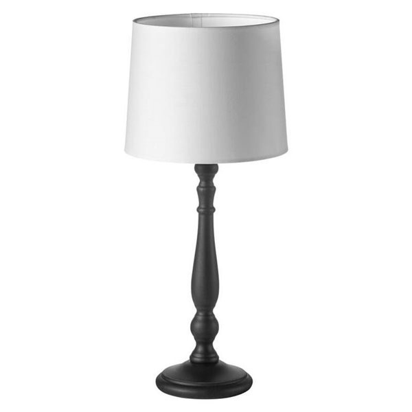 Lámpara de sobremesa clásica LOIRA madera negra con pantalla blanca E27 (no incl)
