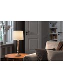 Lámpara de sobremesa clásica LOIRA madera negra con pantalla blanca E27 (no incl)