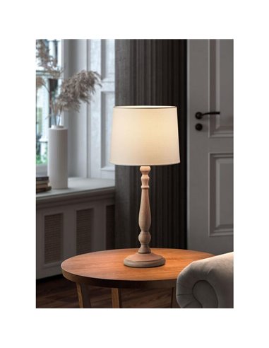 Lámpara de sobremesa clásica LOIRA madera negra con pantalla blanca E27 (no incl)