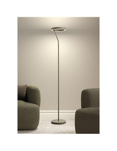 Lampadaire SATURN S noir avec anneau lumineux circulaire 40 W 4800 lm CCT 2700 K/4000 K