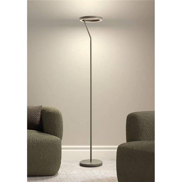 Luminária de chão SATURN S preta com anel de luz circular, 40W, 4800 lúmens, temperatura de cor 2700K/4000K.