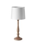 Lampe de table classique LOIRA en bois naturel avec abat-jour blanc E27 (non inclus)