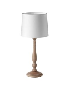 Lampe de table classique LOIRA en bois naturel avec abat-jour blanc E27 (non inclus)