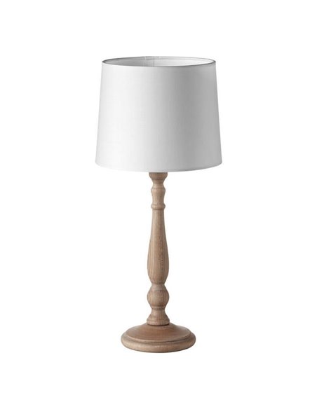 Lampe de table classique LOIRA en bois naturel avec abat-jour blanc E27 (non inclus)
