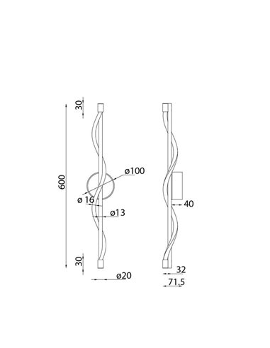 Aplique LED decorativo FUGAZ oro, 7W 3000K 840Lm, diseño ondulado de manguera flexible