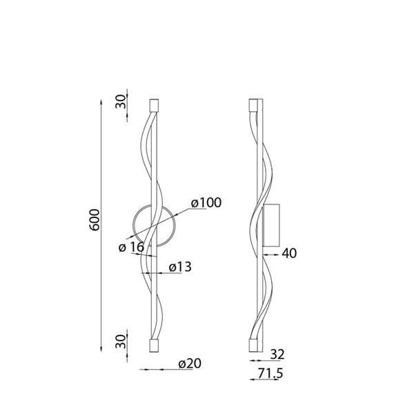 Aplique LED decorativo FUGAZ oro, 7W 3000K 840Lm, diseño ondulado de manguera flexible