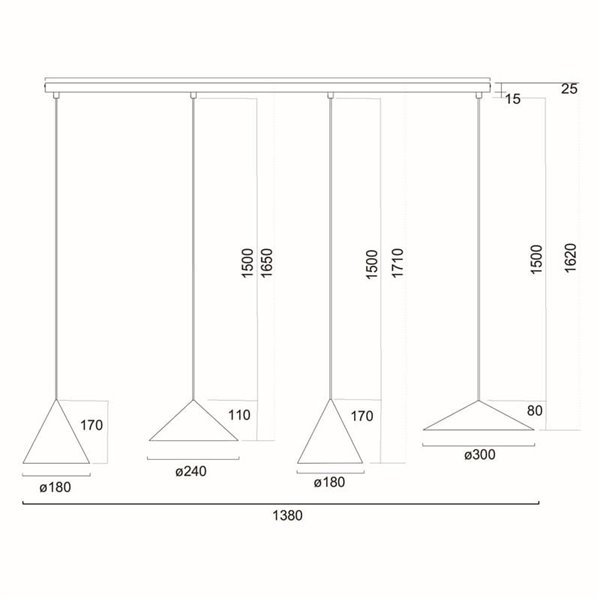 Lámpara de techo colgante lineal LED CONO 20W regulable TRIAC diseño moderno