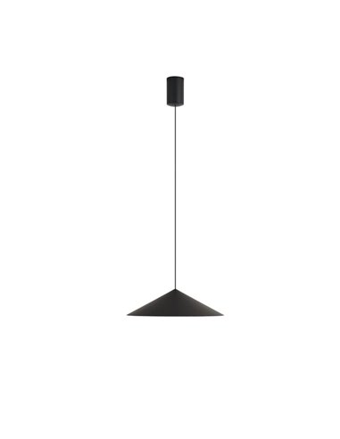 Luminária pendente LED CONO preta Ø30cm 10W 3000K estilo contemporâneo dimerizável TRIAC